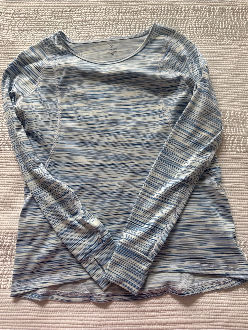 Talbots Light Blue Space-Dye Long Sleeve Tee